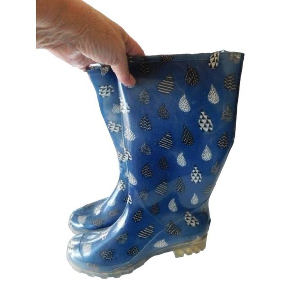 Toms Size 10 Print Tall Rubber Rainboots Boots Waterproof - Picture 2 of 4